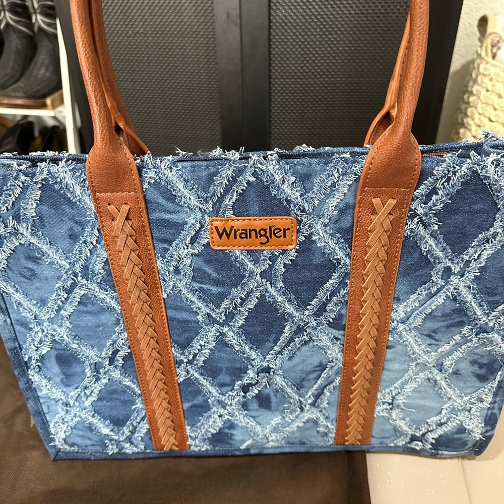 Wrangler Denim and Tan Tote Bag